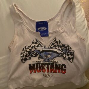 Forever 21 White Ford Graphic Tank Top